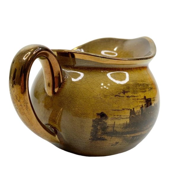 Vintage Ridgways Royal Vistas Ware 3" Creamer Windmill Landscape Brown - Picture 4 of 10